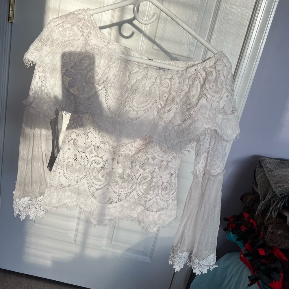 White floral blouse